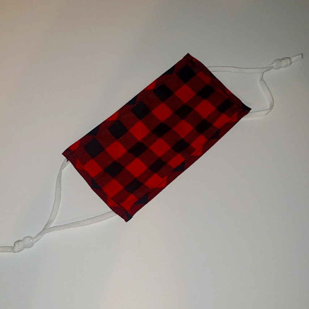 3/$10 Buffalo check mask red black women's